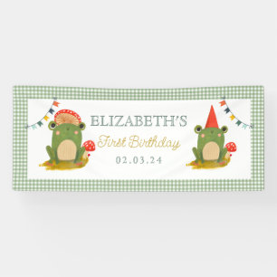 Cute Frog Red hat mushroom Banner