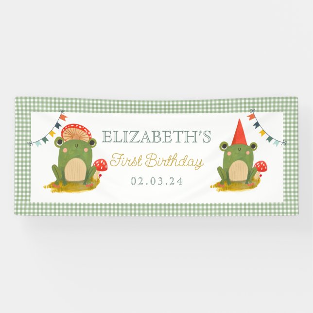 Cute Frog Red hat mushroom Banner (Horizontal)