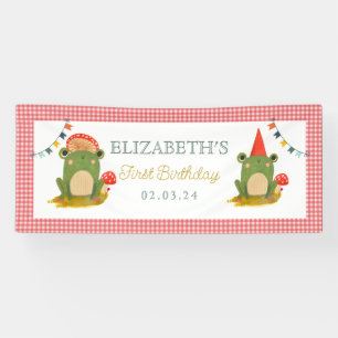 Cute Frog Red hat mushroom Banner