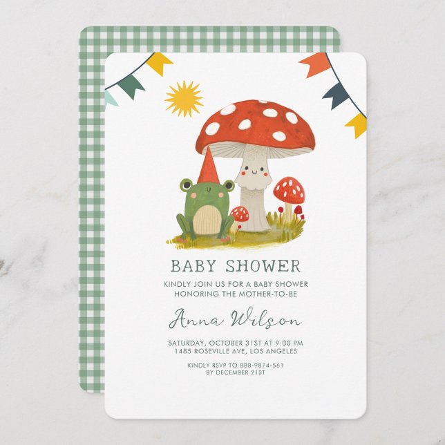 Cute Frog Red hat mushroomCute Baby Shower  Invitation (Creator Uploaded)
