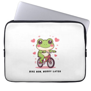 Cute Frog Riding Bicycle Funny Frog Lover Gift Laptop Sleeve
