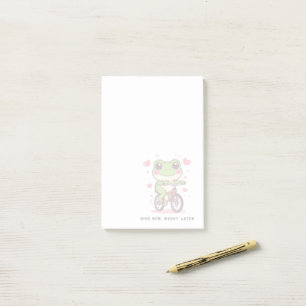 Cute Frog Riding Bicycle Funny Frog Lover Gift Post-it Notes