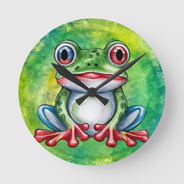 Cute Frog Round Clock (Front)
