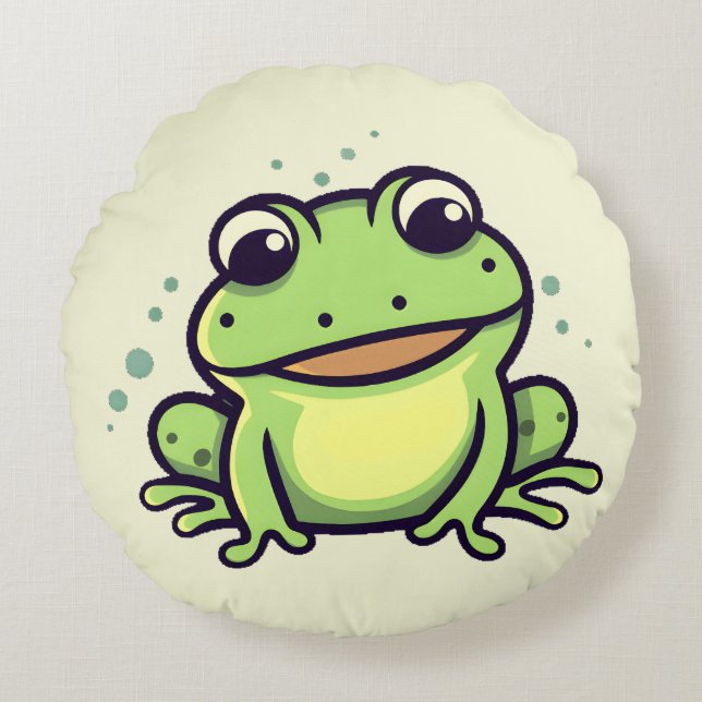 Cute frog  round cushion (Front)