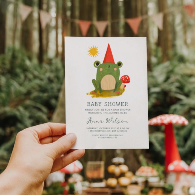 Cute Frog Sage Green Cute Baby Shower  Invitation (Creator Uploaded)
