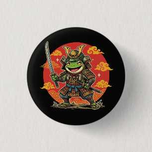 Cute Frog Samurai Cartoon Animal Warrior Design 3 Cm Round Badge