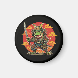 Cute Frog Samurai Cartoon Animal Warrior Design Magnet