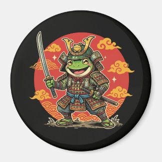 Cute Frog Samurai Cartoon Animal Warrior Design Magnet