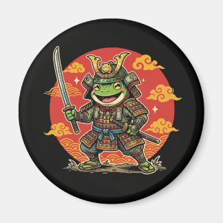 Cute Frog Samurai Cartoon Animal Warrior Design Magnet