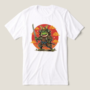 Cute Frog Samurai Cartoon Animal Warrior Design Tri-Blend Shirt