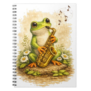 Cute Frog Saxophone Spiral Notebook