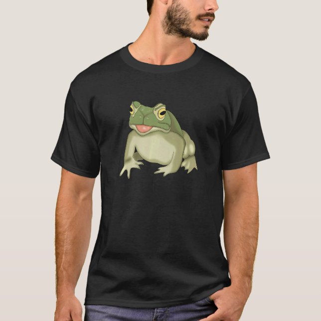 Cute Frog Sitting Amphibian for Kids Green Frog T-Shirt (Front)