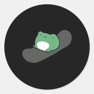 Cute Frog Skateboarding Classic Round Sticker