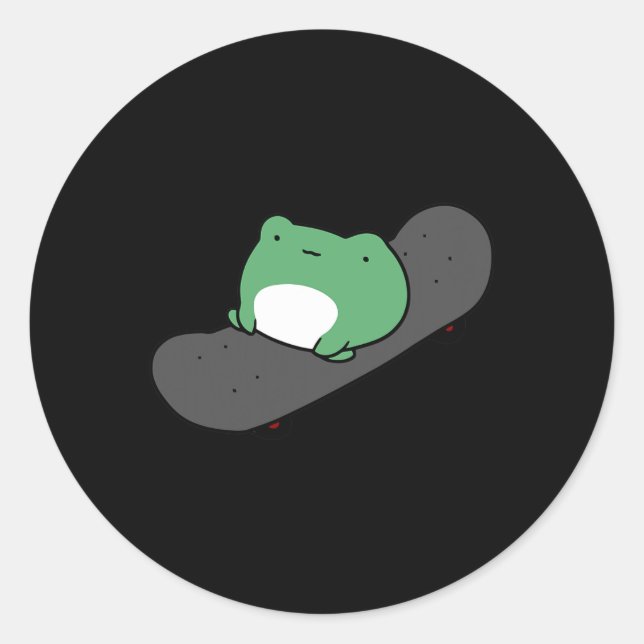 Cute Frog Skateboarding  Classic Round Sticker (Front)