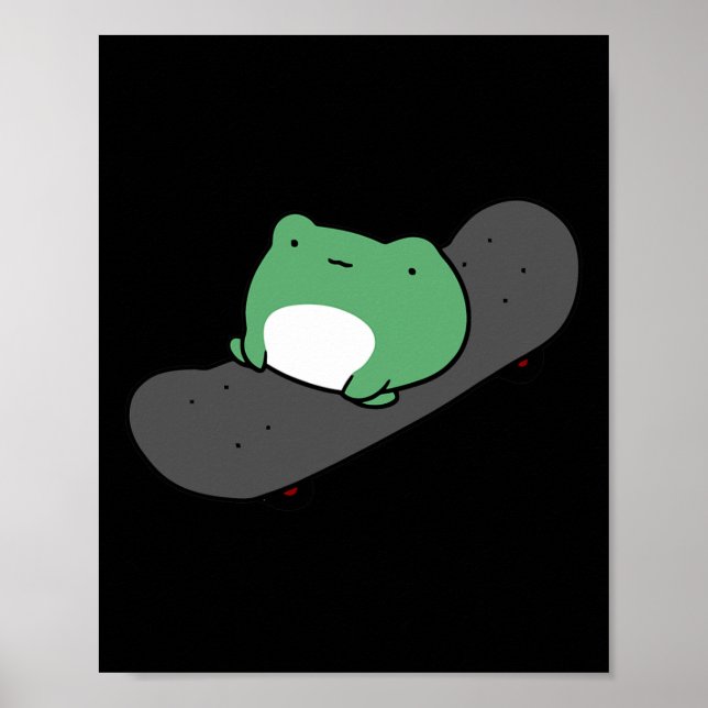 Cute Frog Skateboarding  Poster (Front)