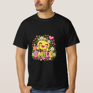 Cute Frog Smile Floral T-Shirt