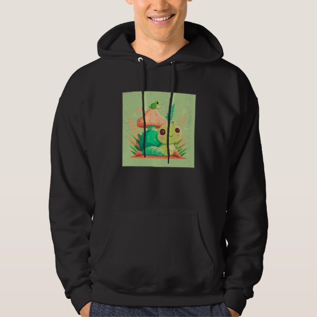 Cute Frog Snail Illustration Shell Friends Women K Hoodie (Front)