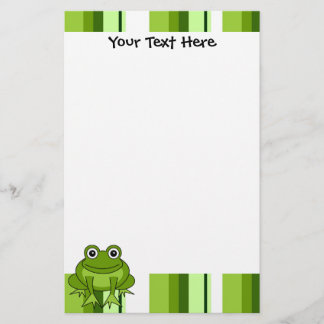 Cute Frog Striped Stationery
