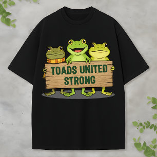 Cute Frog Team Holding Wooden Sign T-Shirt