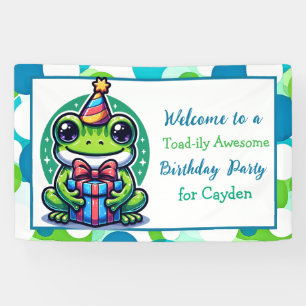 Cute Frog Themed Boy's Birthday Party Banner