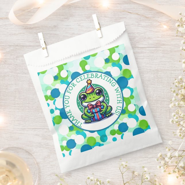Cute Frog Themed Boy's Birthday Thank You Favour Bags (Clipped)