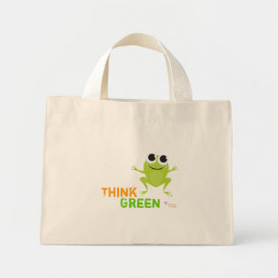Cute Frog "Think Green" Tote Bag