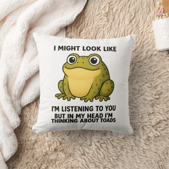 Cute Frog Toad ADHD Humor Meeting Survival Gift Cushion (Blanket)