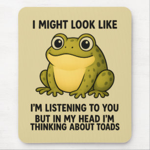 Cute Frog Toad ADHD Humor Meeting Survival Gift Mouse Mat