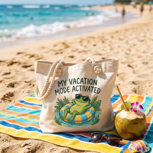 Cute Frog Vacation Mode Activated Funny Summer Tot Tote Bag (Creator Uploaded)