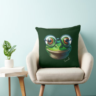 Cute Frog Wearing Oversized Glasses Cushion