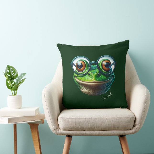 Cute Frog Wearing Oversized Glasses Cushion (Chair)