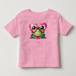 Cute Frog Wearing Oversized Heart Glasses Toddler T-Shirt
