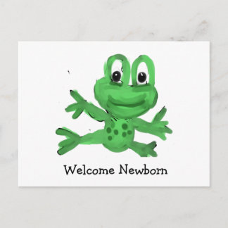 Cute Frog "Welcome Newborn" Postcard