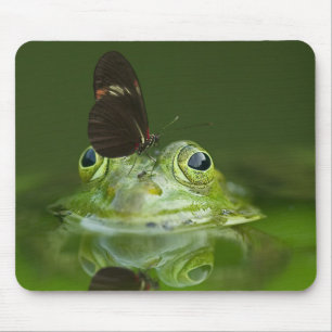 Cute frog with a Butterfly on his nose Mouse Mat