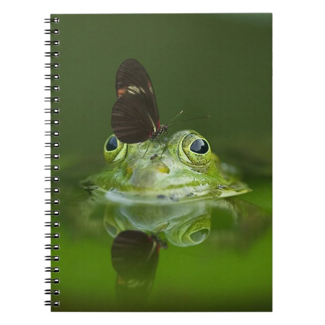 Cute frog with a Butterfly on his nose Notebook (Front)