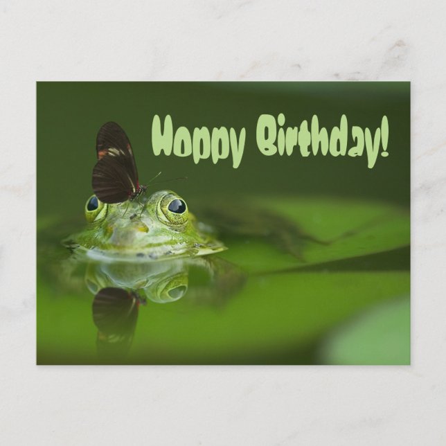 Cute frog with a Butterfly on his nose Postcard (Front)