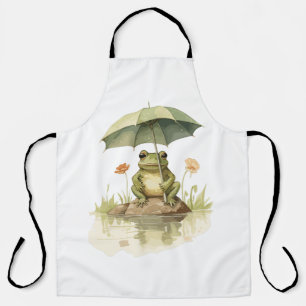 Cute Frog with an Umbrella at the Lake Apron