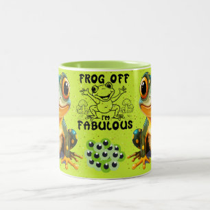 Cute Frog with Cartoon Frog Design for Frog Lover Two-Tone Coffee Mug