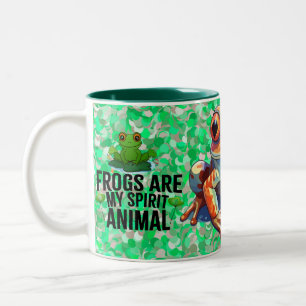 Cute Frog with Cartoon Frog Design for Frog Lover Two-Tone Coffee Mug