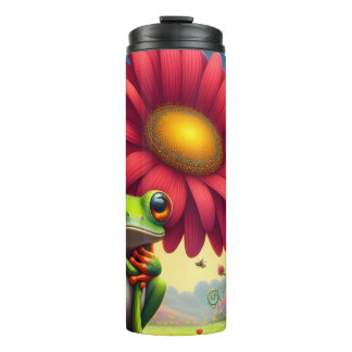 Cute Frog with Flower Thermal Tumbler