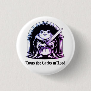 Cute Frog with Sword Carbs Joke Design 3 Cm Round Badge