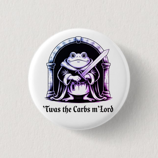  Cute Frog with Sword Carbs Joke Design 3 Cm Round Badge (Front)
