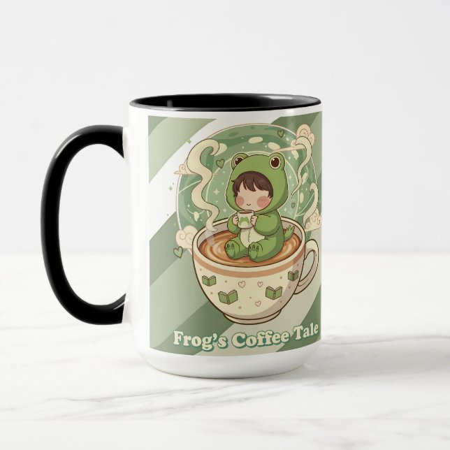 Cute Froggy Coffee Tale Design Mug (Left)
