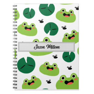 Cute frogs and bees personalized with child's name notebook