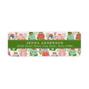 Cute Frogs Background Address Label