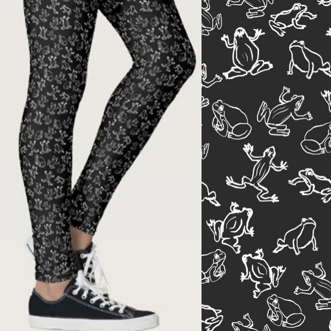 Cute Frogs Black and White Pattern Leggings (Creator Uploaded)