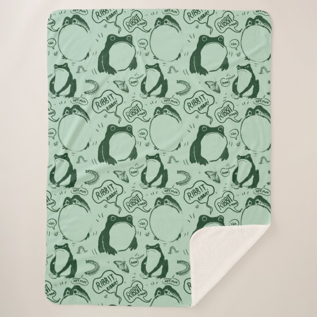 Cute Frogs Blanket - Sad Frogs - Vintage Japanese (Front)