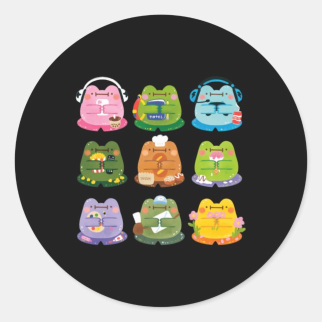 Cute Frogs Classic Round Sticker (Front)