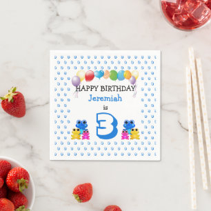 Cute Frogs Customisable Boys Party Napkin