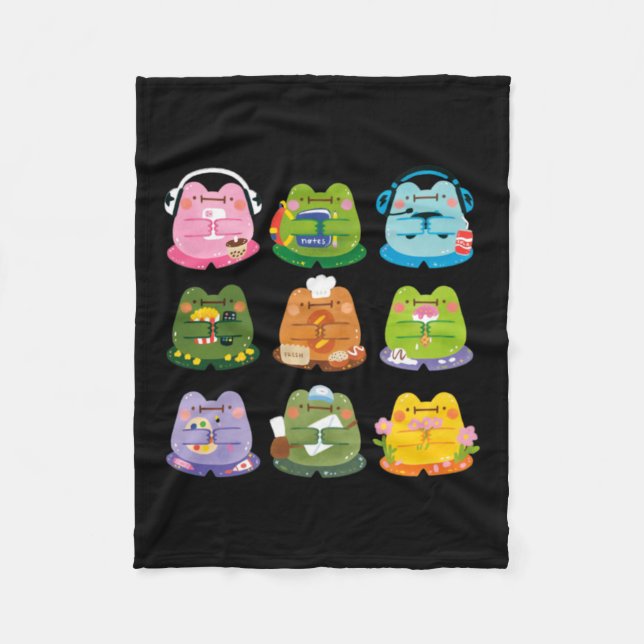Cute Frogs Fleece Blanket (Front)